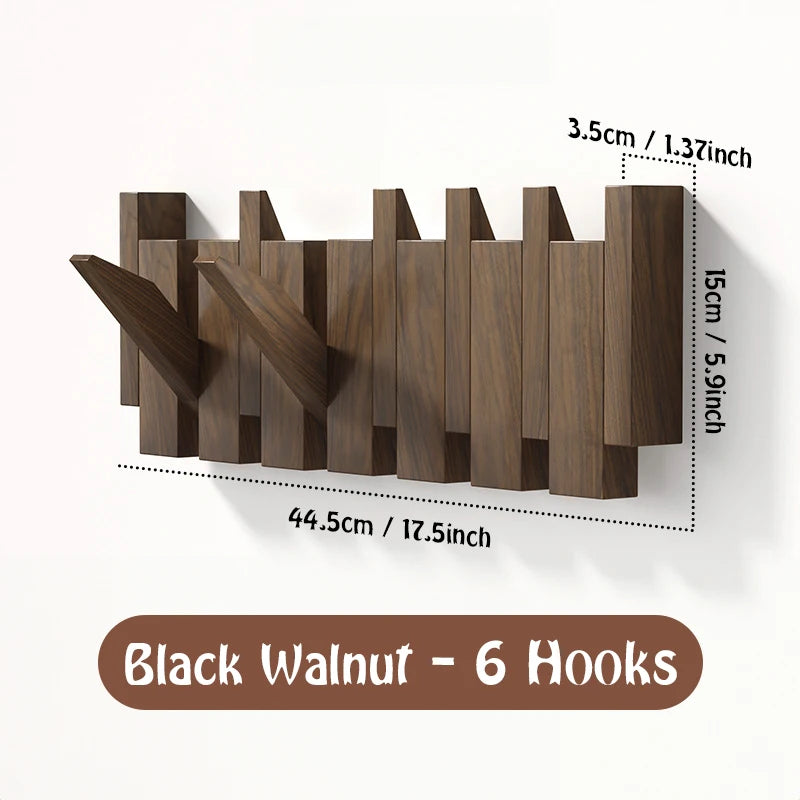 4/6 Hooks Wall Mounted Wood