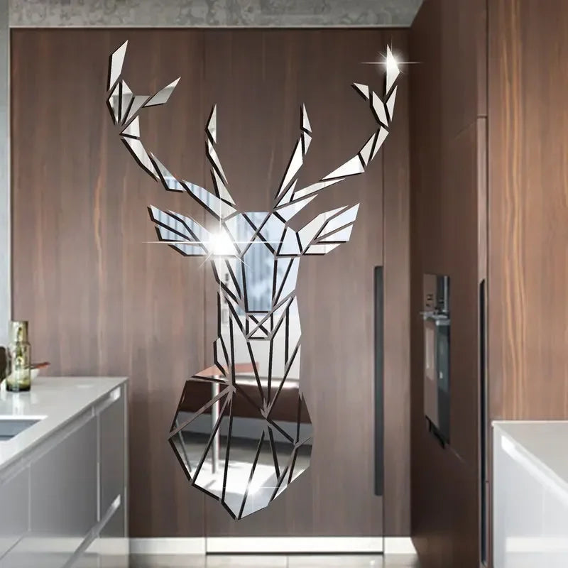 3D Mirror Wall Stickers Nordic Reindeer Style