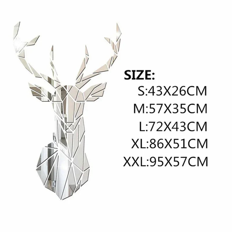 3D Mirror Wall Stickers Nordic Reindeer Style