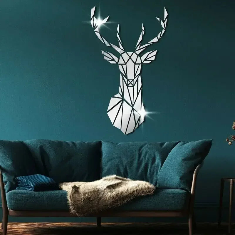 3D Mirror Wall Stickers Nordic Reindeer Style