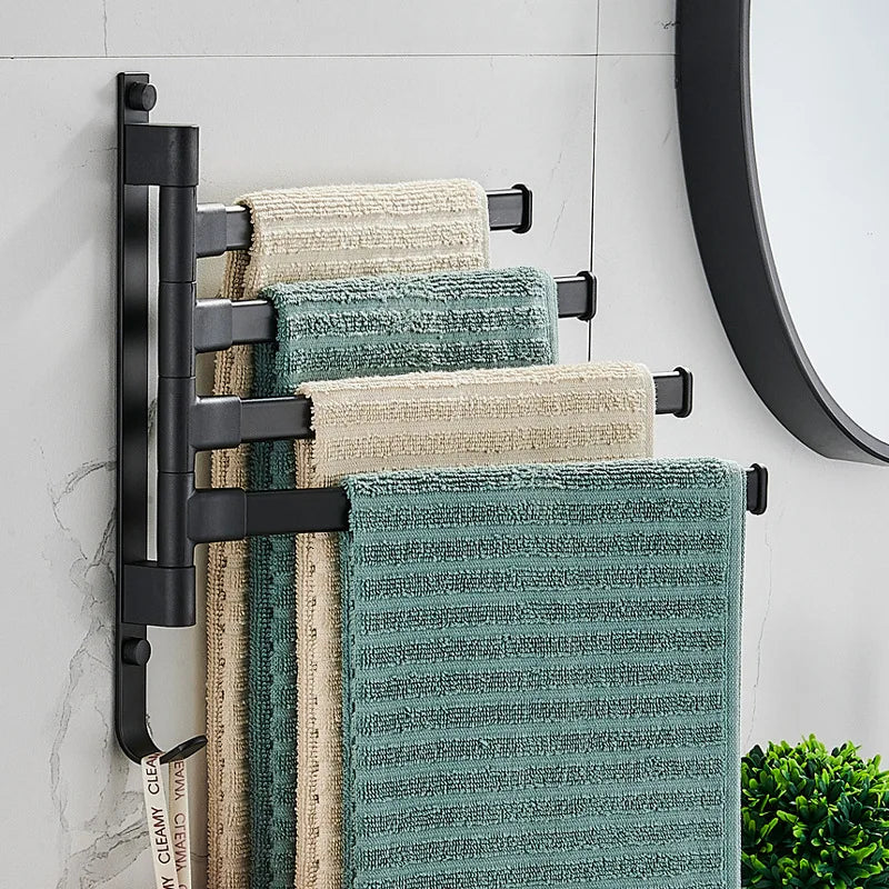 180 degree hanging rack for towels in the kitchen and bathroom.