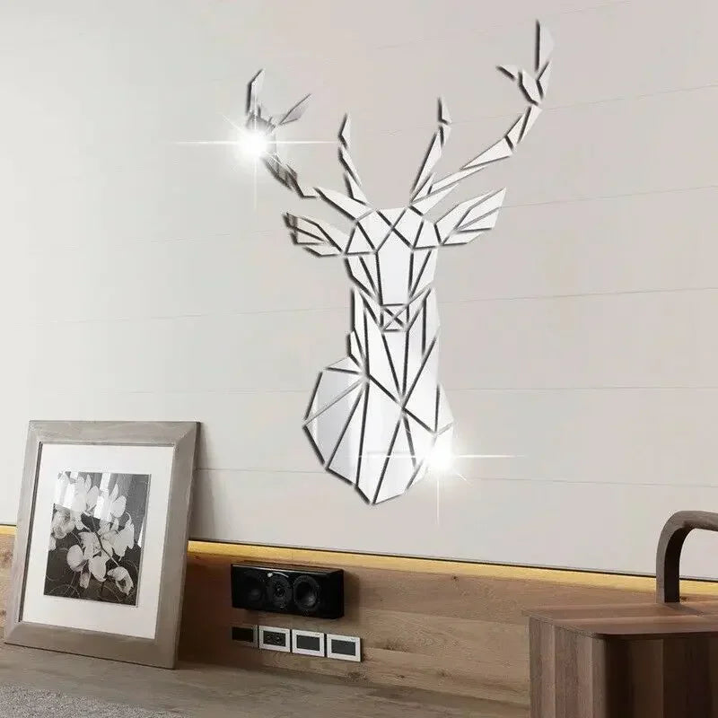 3D Mirror Wall Stickers Nordic Reindeer Style